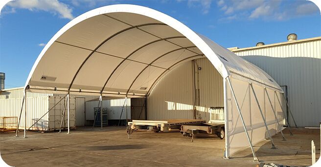 Post Mounted Shelter fabric shelter mounted on posts.